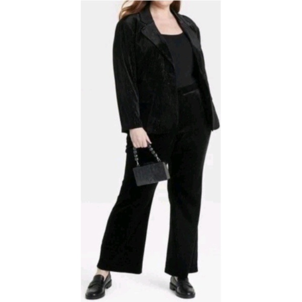 Ava & Viv Black Shimmer Velvet Pinstripe Blazer XXL Plus Size New With Tags